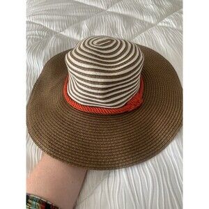 Lucky 7 USA Beach Sun Hat 100% Paper Wide Brim BraidEd Hat Band